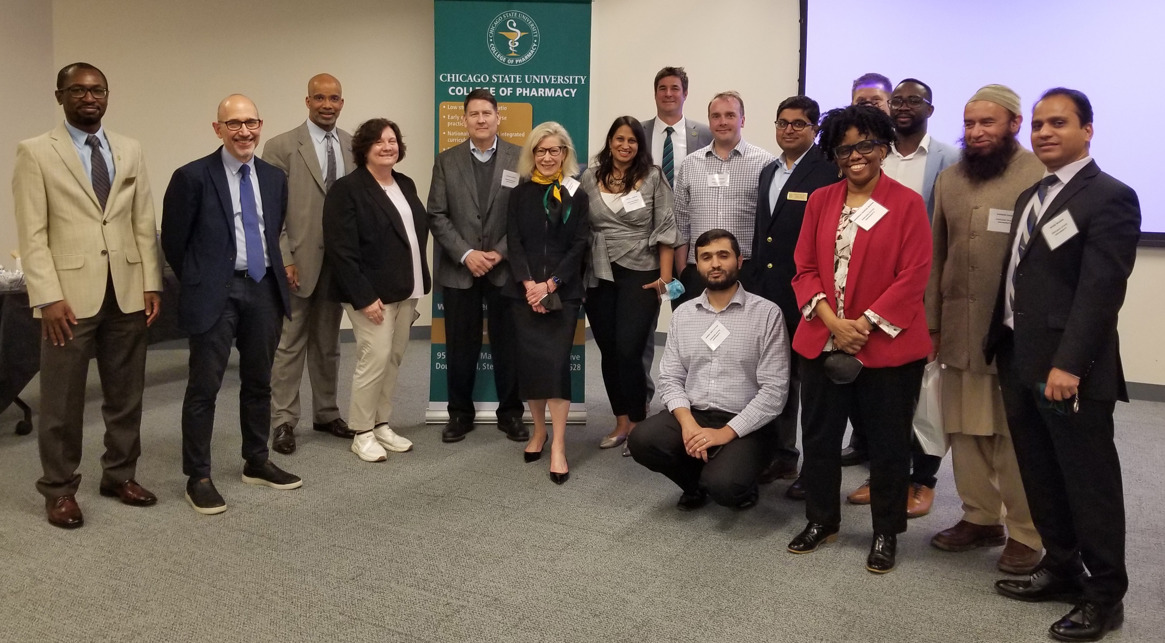 NUCATS Institute Director Richard D'Aquila, MD, second from left, joins organizers and presenters at the April 6 Science in the City symposium.